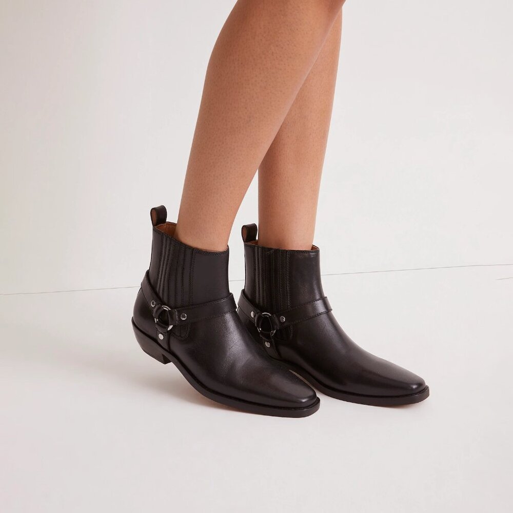 Madewell Santiago Western Ankle Boot Leather Black Size 7 NEW IN BOX